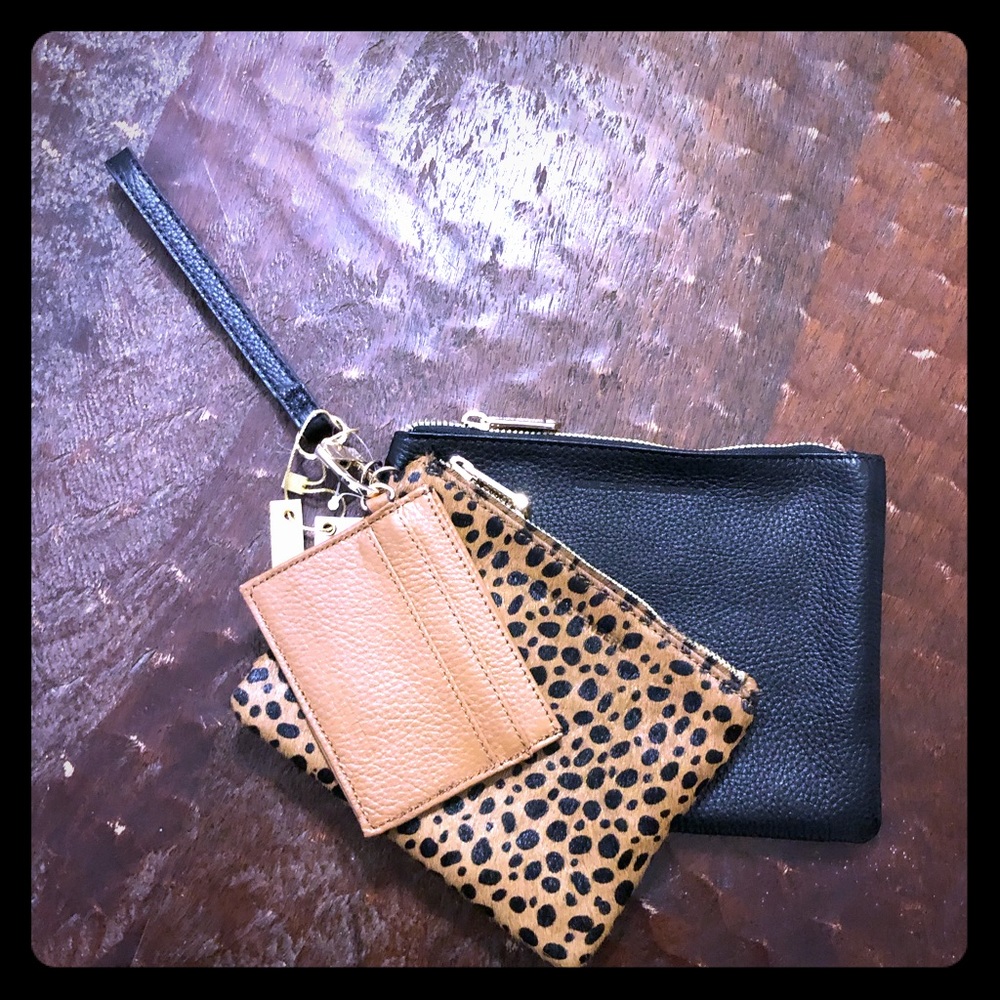 Aimee Kestenberg black 3 piece wristlet set